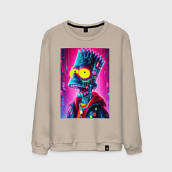 Мужской свитшот Cyber Bart Simpson - neon glow ai art