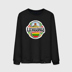 Свитшот хлопковый мужской Lithuania, цвет: черный