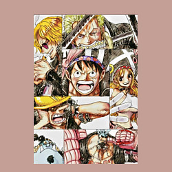 Свитшот хлопковый мужской Ван-Пис Луффи Монки Д коллаж, цвет: пыльно-розовый — фото 2