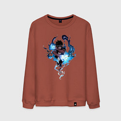 Свитшот хлопковый мужской Моя геройская академия Даби Альянс злодеев, цвет: кирпичный
