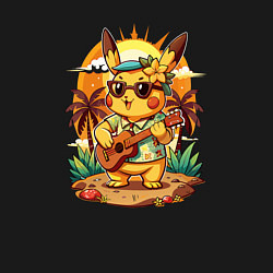 Свитшот хлопковый мужской Пикачу на летнем вайбе, цвет: черный — фото 2