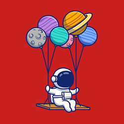 Свитшот хлопковый мужской Качели в космосе, цвет: красный — фото 2