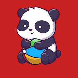 Свитшот хлопковый мужской Панда с мячом, цвет: красный — фото 2