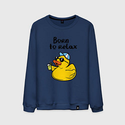 Свитшот хлопковый мужской Рождён для отдыха - утка, цвет: тёмно-синий