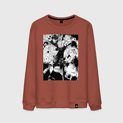 Свитшот хлопковый мужской Магическая битва Юдзи Итадори Мэгуми Фусигуро, цвет: кирпичный