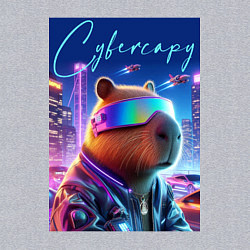 Свитшот хлопковый мужской Cyber capybara - neon metropolis, цвет: меланж — фото 2