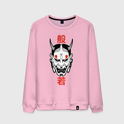 Свитшот хлопковый мужской Японский демон - Хання, цвет: светло-розовый