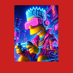 Свитшот хлопковый мужской Bart Simpson esports player - neon glow, цвет: красный — фото 2