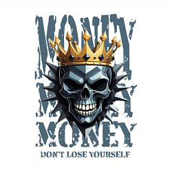 Свитшот хлопковый мужской Череп с короной на фоне денег, цвет: белый — фото 2