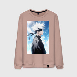 Свитшот хлопковый мужской Магическая битва Сатору Годзё в повязке, цвет: пыльно-розовый