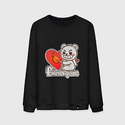 Свитшот хлопковый мужской Медведь хулиган с сердцем и спичкой, цвет: черный