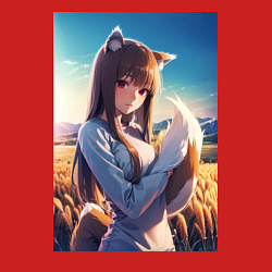 Свитшот хлопковый мужской Волчица и пряности Холо в поле, цвет: красный — фото 2