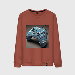 Свитшот хлопковый мужской Джинсовый геймпад для видеоигр, цвет: кирпичный