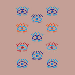 Свитшот хлопковый мужской Глаза с ресницами узор, цвет: пыльно-розовый — фото 2