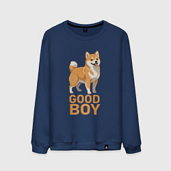 Свитшот хлопковый мужской Собака акита-ину, цвет: тёмно-синий