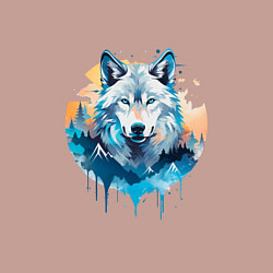 Свитшот хлопковый мужской Волк в первых лучах солнца, цвет: пыльно-розовый — фото 2