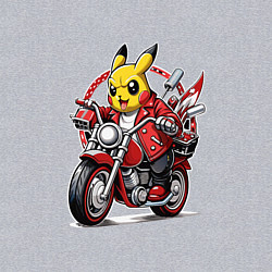 Свитшот хлопковый мужской Пикачу мчится на мотоцикле, цвет: меланж — фото 2
