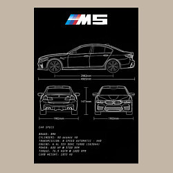 Свитшот хлопковый мужской BMW M5 чертежи, цвет: миндальный — фото 2