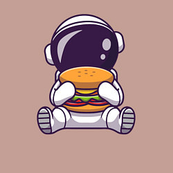 Свитшот хлопковый мужской Космонавт ест гамбургер, цвет: пыльно-розовый — фото 2