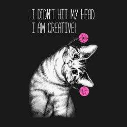 Свитшот хлопковый мужской Я не ударился головой - я креативный, цвет: черный — фото 2