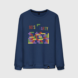 Свитшот хлопковый мужской Тетрис игра 90х ностальгия геометрическая абстракц, цвет: тёмно-синий