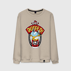 Свитшот хлопковый мужской Duff beer with Homer, цвет: миндальный