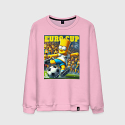 Свитшот хлопковый мужской Euro cup - Bart Simpson, цвет: светло-розовый