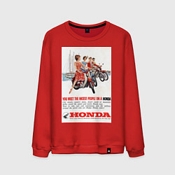Свитшот хлопковый мужской Honda мотоцикл, цвет: красный