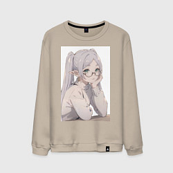 Свитшот хлопковый мужской Провожающая в последний путь Фрирен, цвет: миндальный