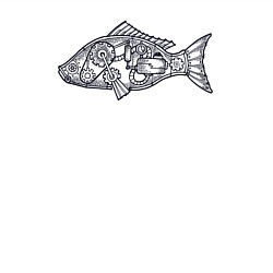 Свитшот хлопковый мужской Механическая рыба, цвет: белый — фото 2