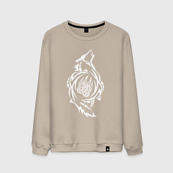 Мужской свитшот Волк с символом - оберегом лапа волка