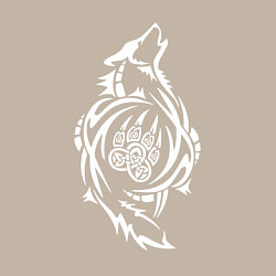 Свитшот хлопковый мужской Волк с символом - оберегом лапа волка, цвет: миндальный — фото 2