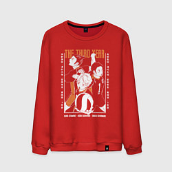 Свитшот хлопковый мужской Haikyuu!! Хаику Волейбол третьегодки Асахи Азумане, цвет: красный