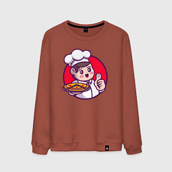 Свитшот хлопковый мужской Повар и пицца, цвет: кирпичный