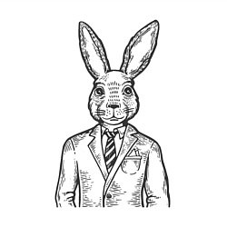 Свитшот хлопковый мужской Кролик в костюме, цвет: белый — фото 2