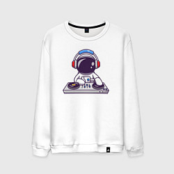 Свитшот хлопковый мужской Космонавт диджей, цвет: белый