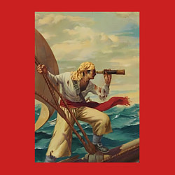 Свитшот хлопковый мужской Моряк и подзорная труба, цвет: красный — фото 2