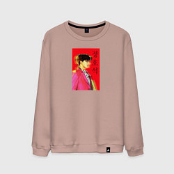 Свитшот хлопковый мужской Чон Джонгук, цвет: пыльно-розовый