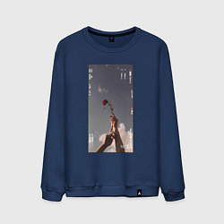 Свитшот хлопковый мужской Фото розы, цвет: тёмно-синий