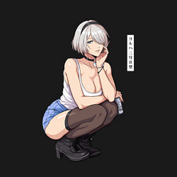 Свитшот хлопковый мужской Современная 2b - Nier automata, цвет: черный — фото 2