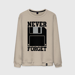 Свитшот хлопковый мужской Дискета - никогда не забуду - ретро диск, цвет: миндальный