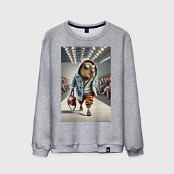 Свитшот хлопковый мужской Капибара модель на дефиле животных, цвет: меланж