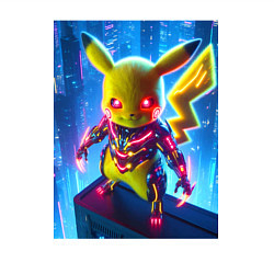 Свитшот хлопковый мужской Neon Pikachu - cyberpunk horror, цвет: белый — фото 2