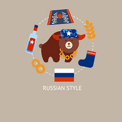 Свитшот хлопковый мужской Стереотипы о России с флагом, цвет: миндальный — фото 2