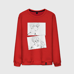 Свитшот хлопковый мужской Эмоции Сатору Годжо - Магическая битва, цвет: красный