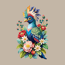 Свитшот хлопковый мужской Красивая птица турако среди цветов, цвет: миндальный — фото 2