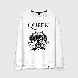 Свитшот хлопковый мужской Queen - rock dog, цвет: белый