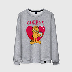 Свитшот хлопковый мужской Coffee is love Гарфилд, цвет: меланж