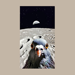 Свитшот хлопковый мужской Голубь на луне делает селфи, цвет: миндальный — фото 2