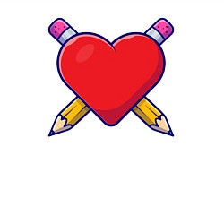 Свитшот хлопковый мужской Сердечко и карандаши, цвет: белый — фото 2